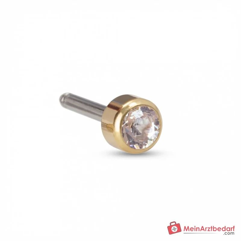 Blomdahl Erstohrstecker Bezel Titan gold mit Kristall, 4 mm, 10 Stk.
