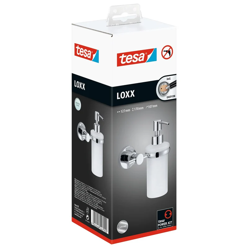 tesa Loxx Wandseifenspender, verchromt, inkl. Klebelösung | 1 Stück