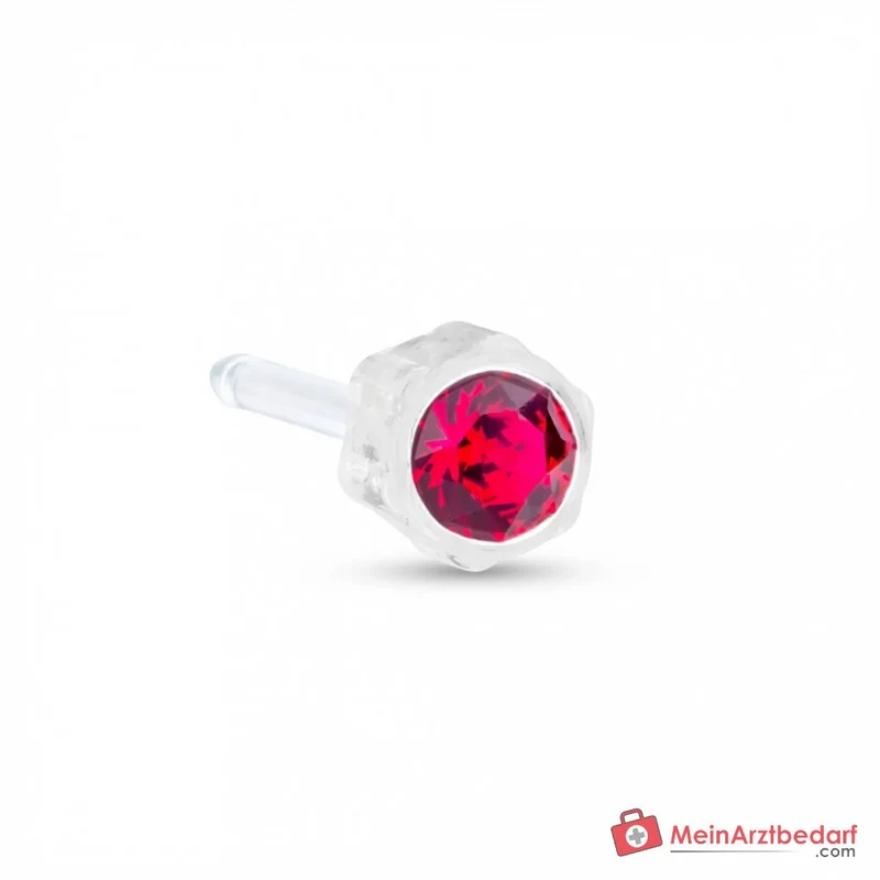 Blomdahl Erstohrstecker Bezel Kunststoff rot mit Kristall, 4 mm, 10 Stk.