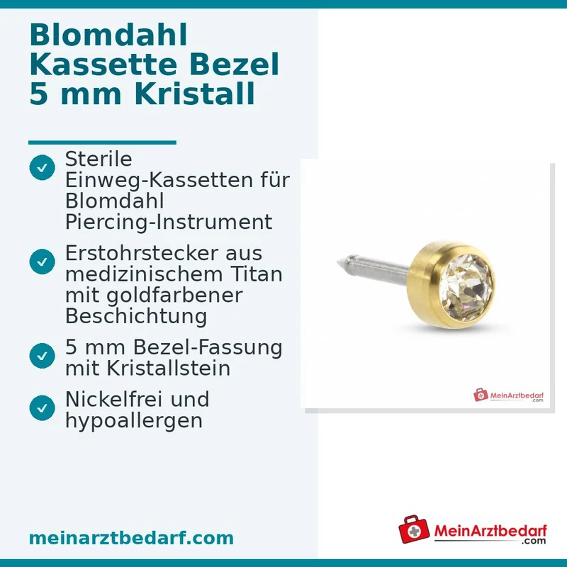 Blomdahl Erstohrstecker Bezel gold mit Kristall, 5 mm, 10 Stk.