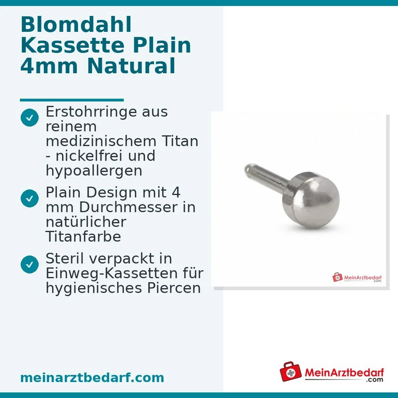 Blomdahl Erstohrstecker Plain Titan natur, 4 mm, 10 Stk.