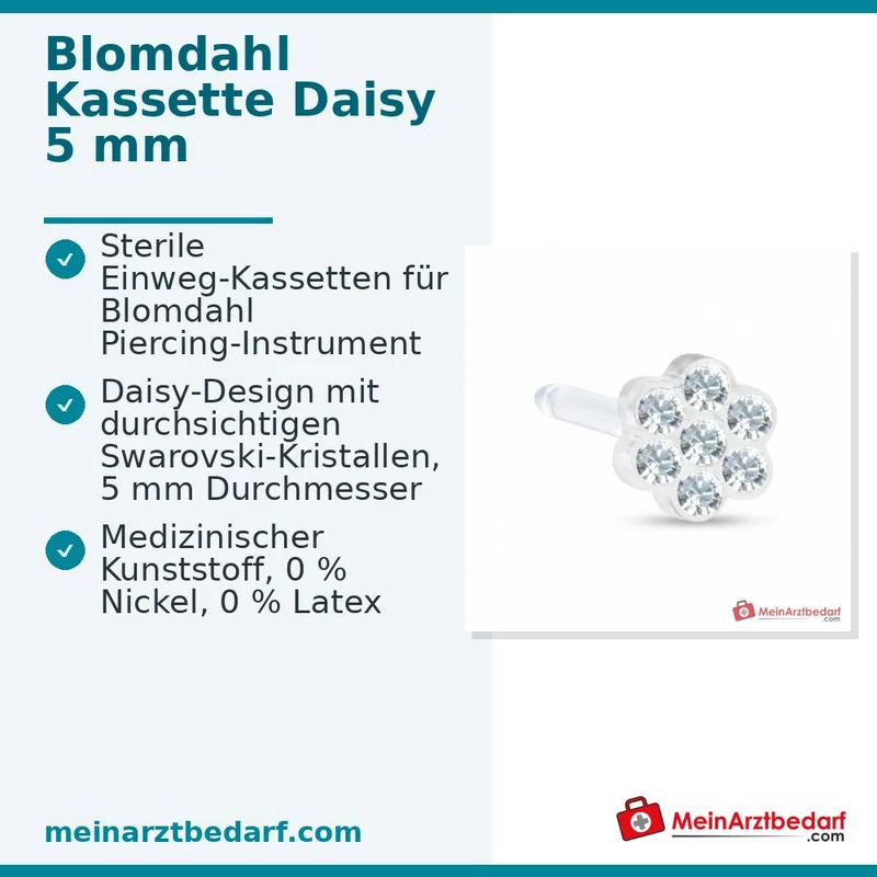 Blomdahl Erstohrstecker Daisy Kunststoff durchsichtig, 5 mm, 10 Stk.