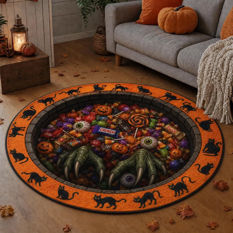 Spooky Halloween-Themen Dekorativer runder Teppich