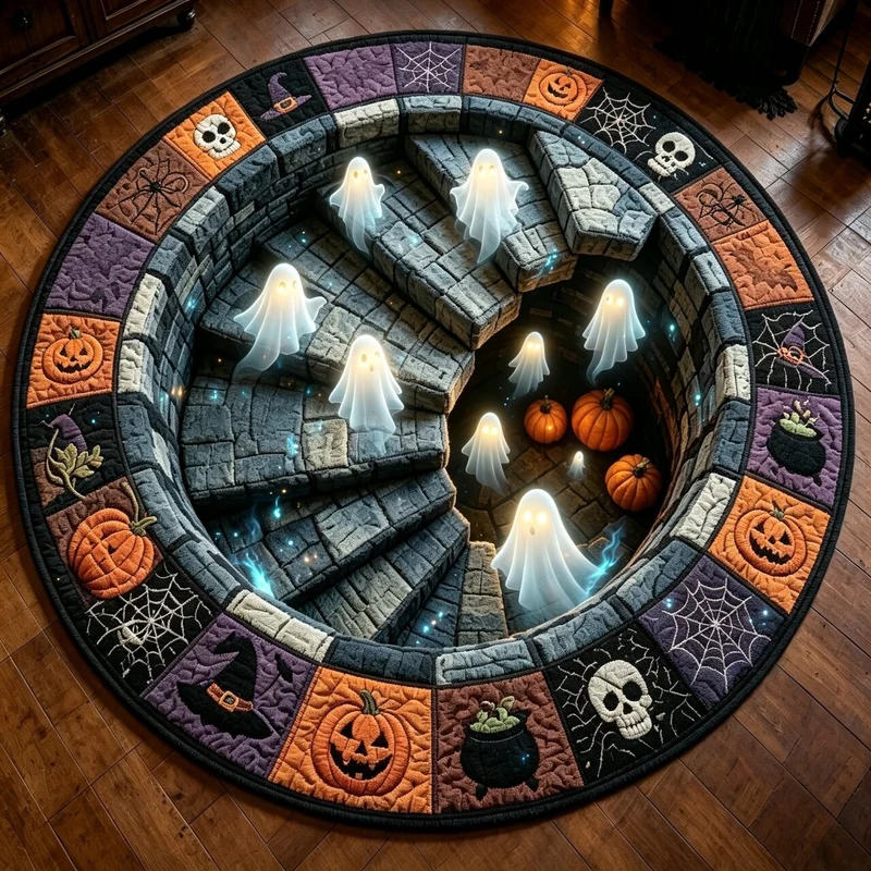Spooky Halloween-Themen Dekorativer runder Teppich