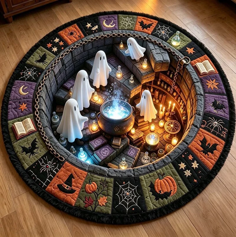 Spooky Halloween-Themen Dekorativer runder Teppich