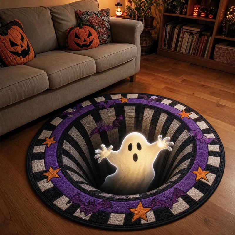 Spooky Halloween-Themen Dekorativer runder Teppich