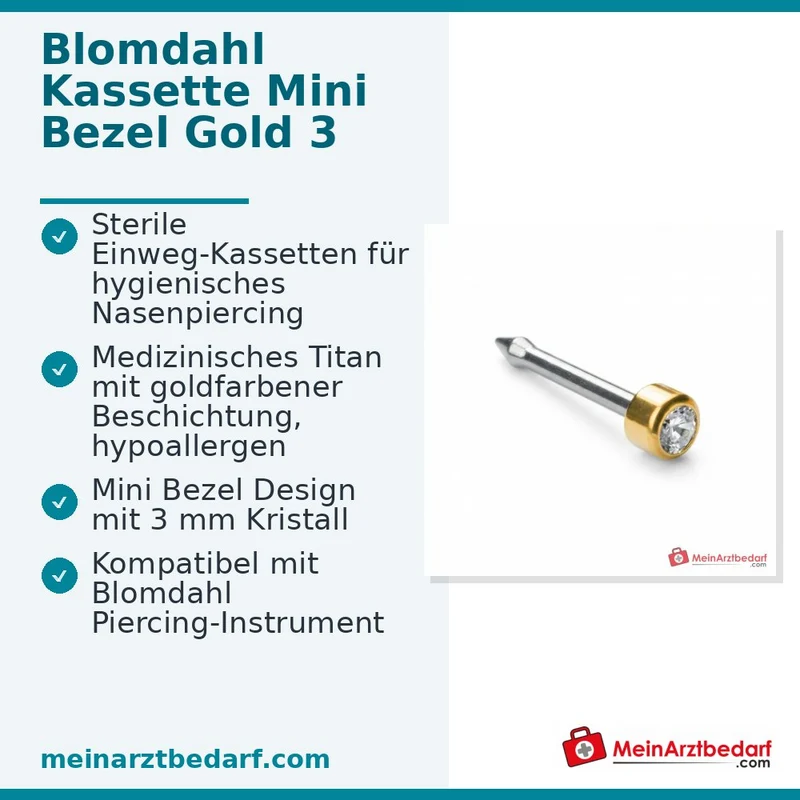 Blomdahl Nasenpiercing Bezel gold mit Kristall, 10 Stk.