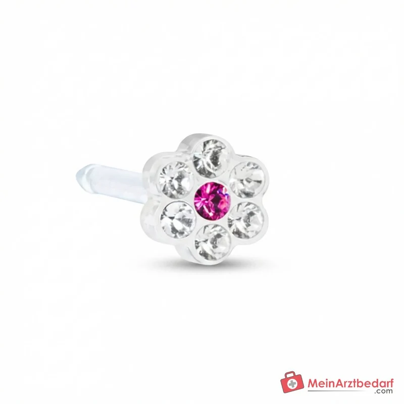 Blomdahl Erstohrstecker Daisy Kunststoff durchsichtig-rosa, 5 mm, 10 Stk.