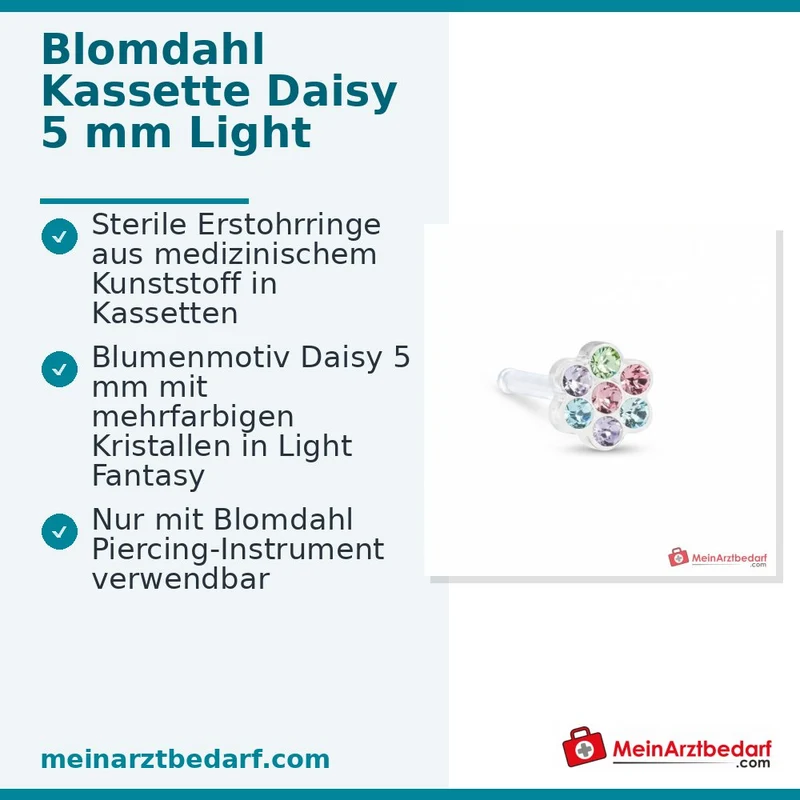 Blomdahl Erstohrstecker Daisy Kunststoff Light Fantasy, 5 mm, 10 Stk.