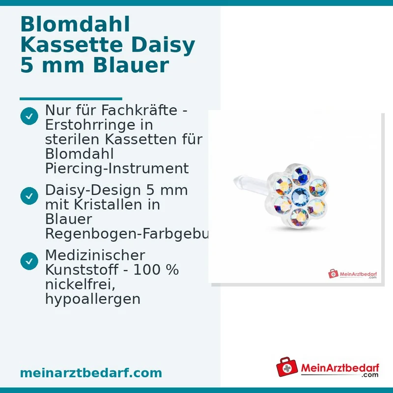 Blomdahl Erstohrstecker Daisy Kunststoff Blauer Regenbogen, 5 mm, 10 Stk.