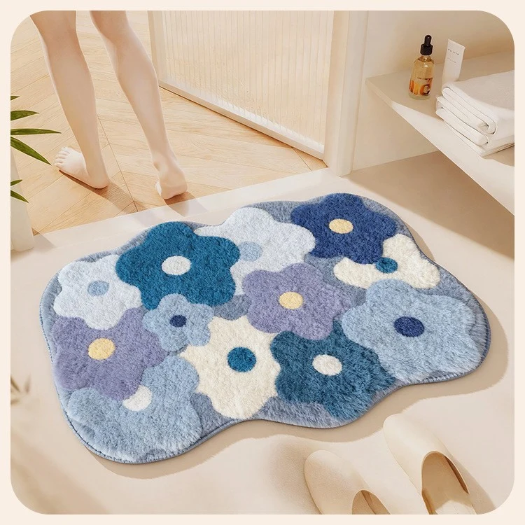Plüsch Blumen Badeteppich