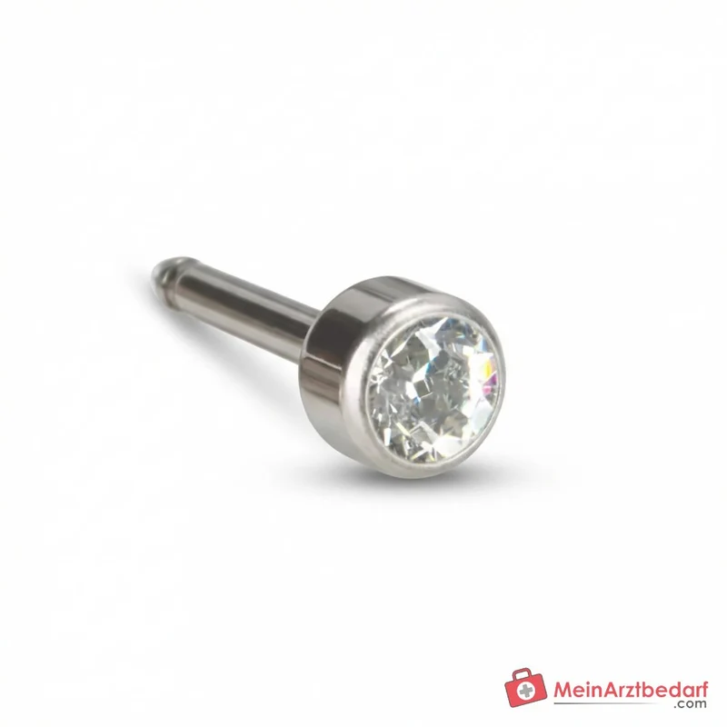 Blomdahl Erstohrstecker Bezel Titan natur mit Kristall, 4 mm, 10 Stk.