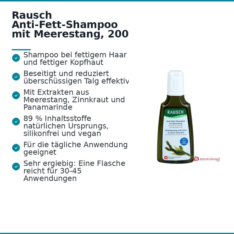 Rausch Anti-Fett-Shampoo mit Meerestang, 200 ml