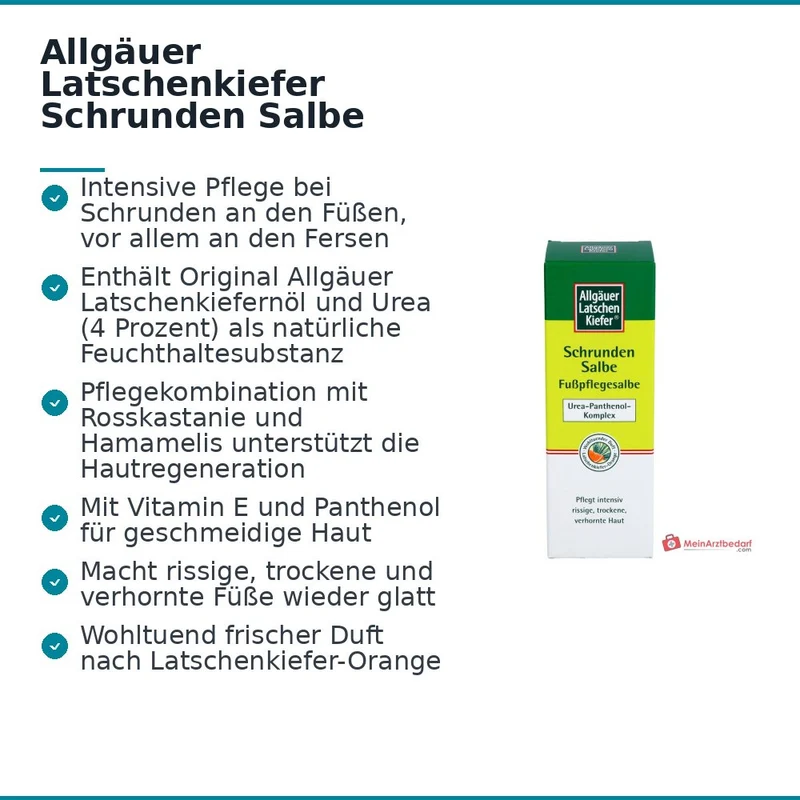 Allgäuer Latschenkiefer Schrunden Salbe Latschenkiefernöl / Urea / Rosskastanie / Hamamelis Salbe, 75 ml