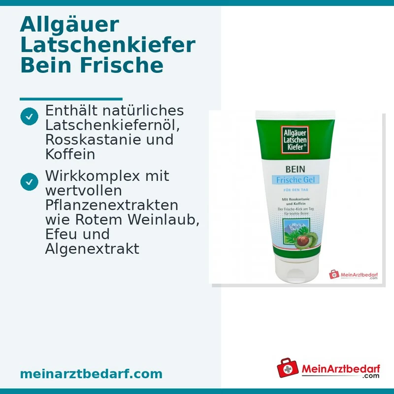 Allgäuer Latschenkiefer Bein Frische Gel Latschenkiefernöl / Rosskastanie / Koffein / Menthol / Campher Gel, 200 ml