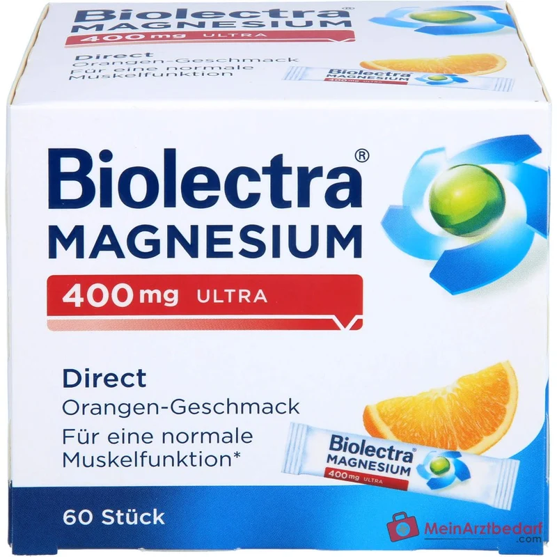Biolectra Magnesium 400 mg ultra Direct Magnesiumoxid Micro-Pellets Orangengeschmack, 60 Sticks