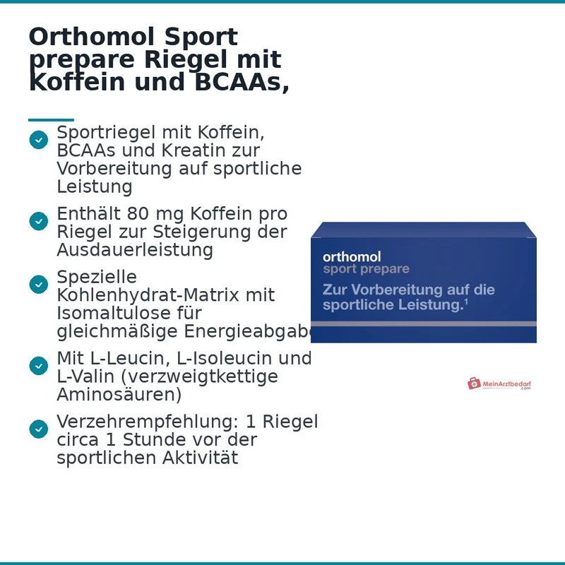 Orthomol Sport prepare Riegel mit Koffein und BCAAs, 16 Stück
