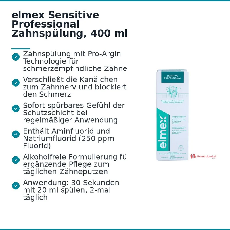 elmex Sensitive Professional Arginin / Aminfluorid / Natriumfluorid Zahnspülung, 400 ml
