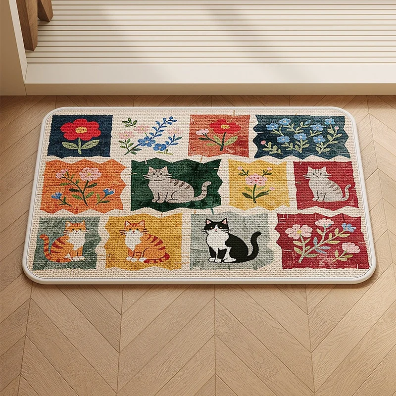 Patchwork Katzen-Themen Teppich