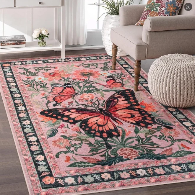 Aufwändiger Schmetterlings-Blumen-Teppich