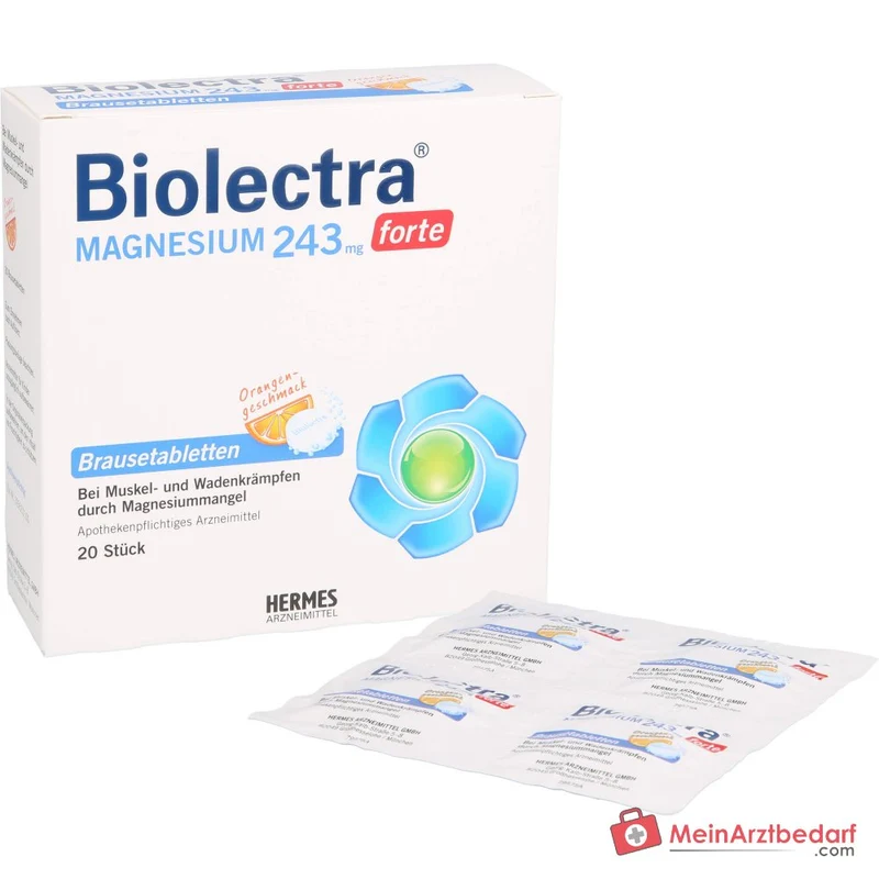 Biolectra Magnesium 243 mg forte Magnesium Brausetabletten Orangengeschmack, 20 St.
