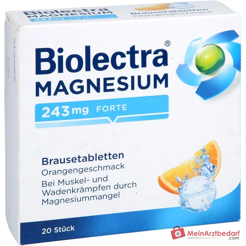 Biolectra Magnesium 243 mg forte Magnesium Brausetabletten Orangengeschmack, 20 St.