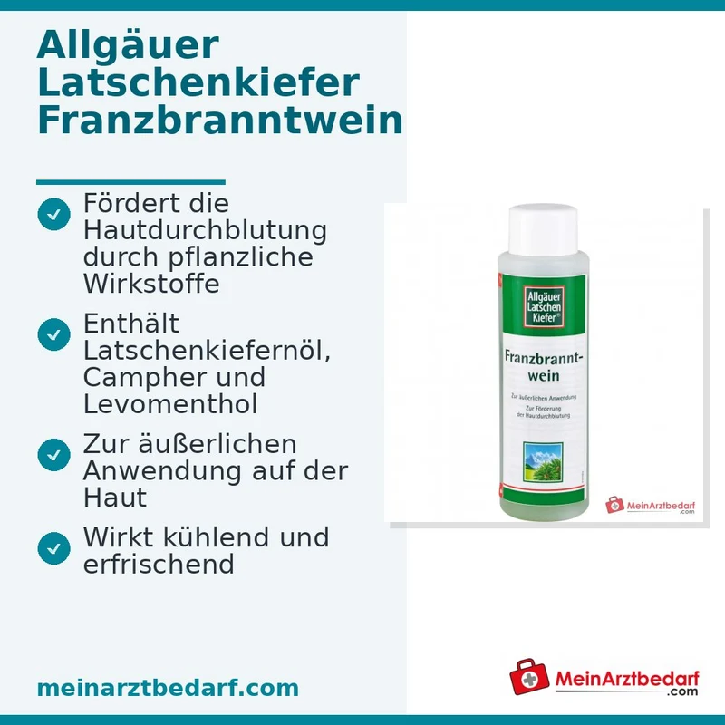 Allgäuer Latschenkiefer Franzbranntwein Latschenkiefernöl / Campher / Levomenthol Lösung, 500 ml