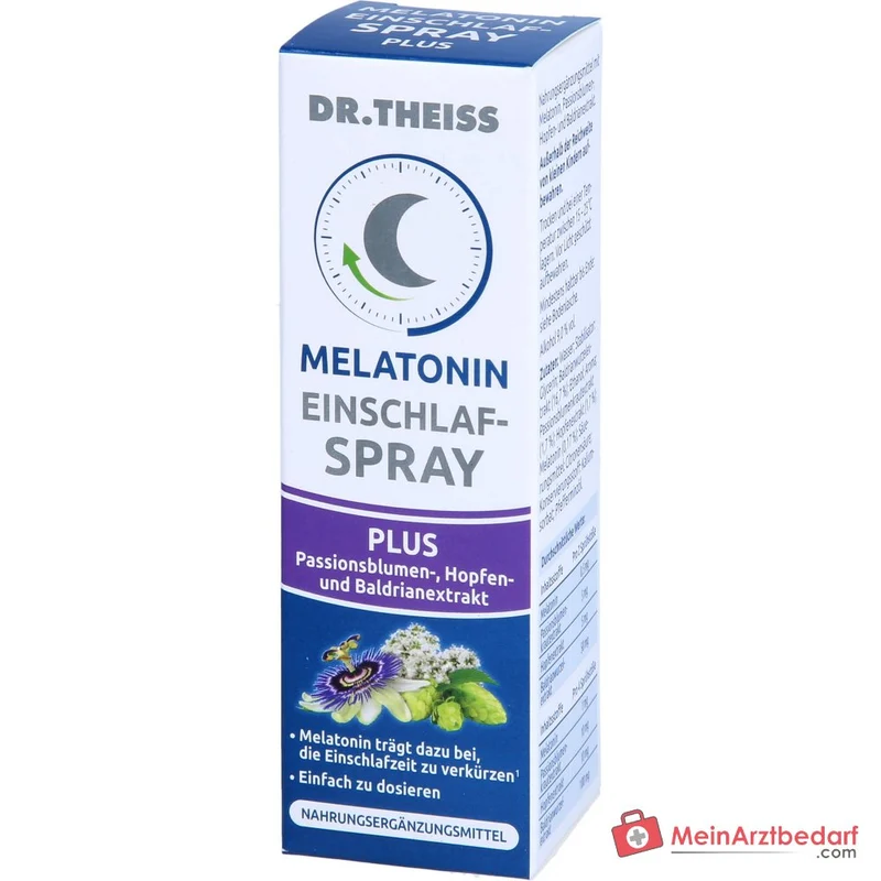 Dr. Theiss Melatonin Einschlaf-Spray Plus Melatonin / Baldrianwurzelextrakt / Passionsblumenkrautextrakt / Hopfenextrakt Mundspray, 20 ml