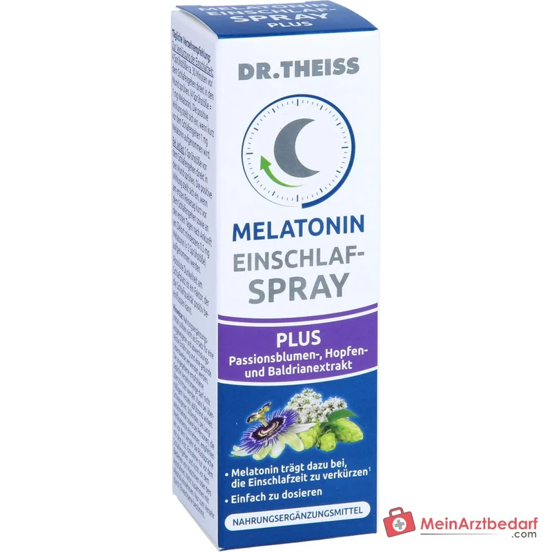 Dr. Theiss Melatonin Einschlaf-Spray Plus Melatonin / Baldrianwurzelextrakt / Passionsblumenkrautextrakt / Hopfenextrakt Mundspray, 20 ml