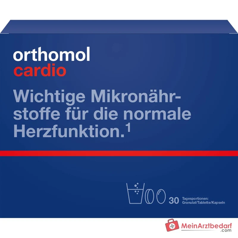 Orthomol Cardio Omega-3-Fettsäuren EPA / DHA / Vitamin B1 / Vitamin C / Vitamin E / Magnesium / Selen / Zink / Resveratrol / Kakaopolyphenole Granulat / Tablette / Kapseln Kombipackung, 30 Tagesportionen