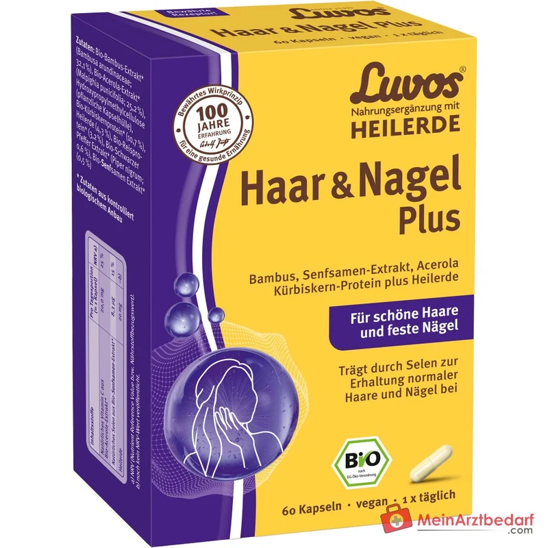 Luvos Heilerde Bio Haar & Nagel Plus Selen / Vitamin C Kapseln, 60 St.
