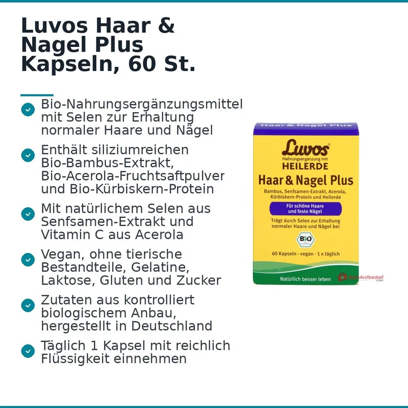Luvos Heilerde Bio Haar & Nagel Plus Selen / Vitamin C Kapseln, 60 St.