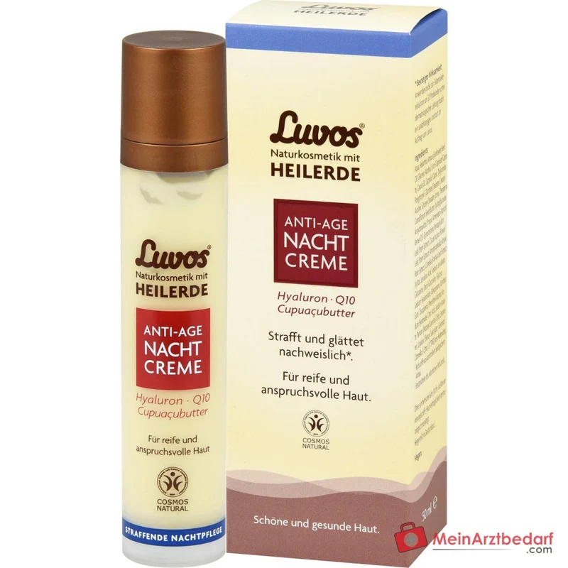 Luvos Heilerde Anti-Age Nachtcreme Heilerde / Hyaluronsaeure / Q10 / Matcha / Zistrose / Cupuacubutter Nachtcreme, 50 ml