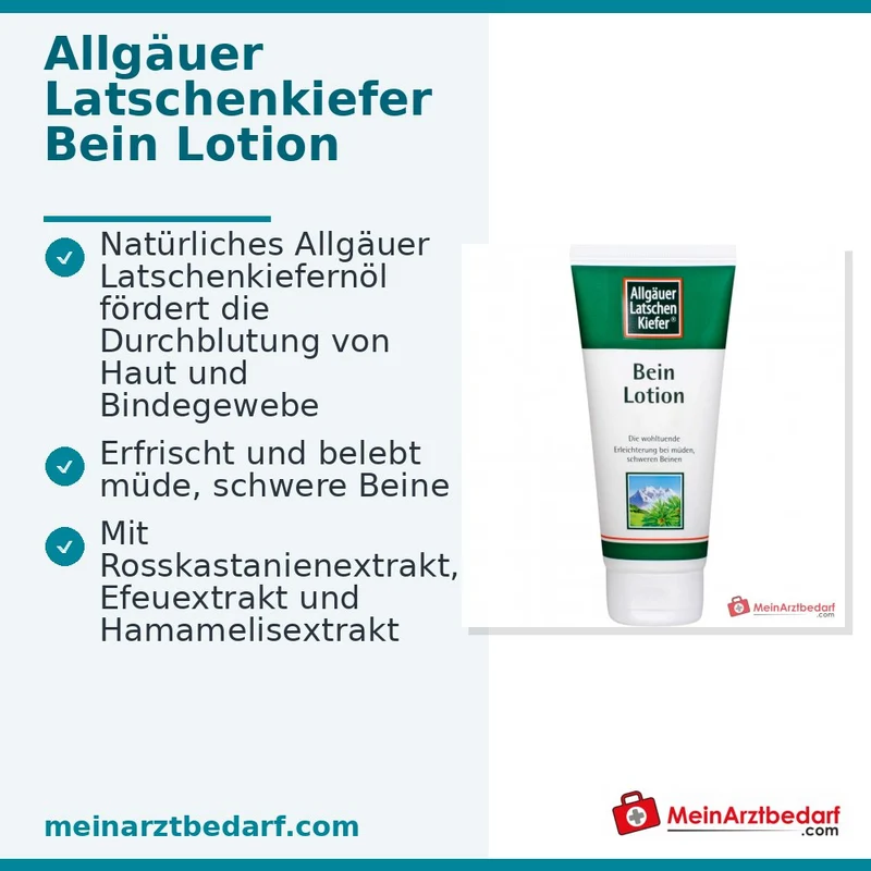 Allgäuer Latschenkiefer Bein Lotion Latschenkiefernöl / Rosskastanienextrakt / Efeuextrakt / Hamamelisextrakt Lotion, 100 ml