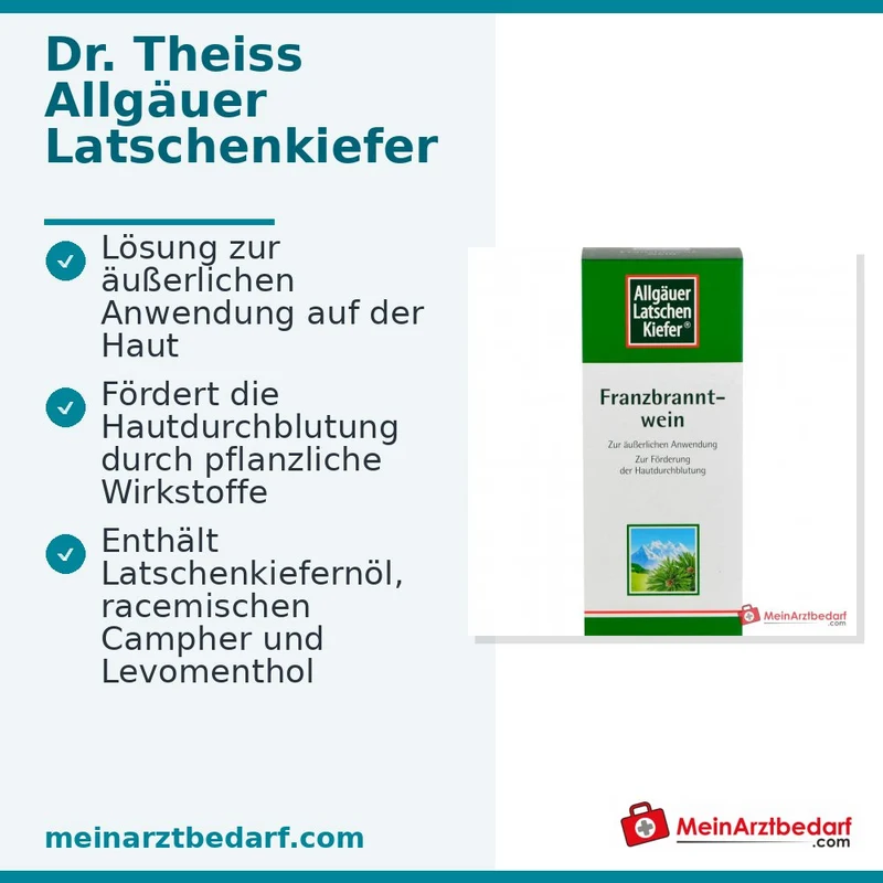 Dr. Theiss Allgäuer Latschenkiefer Franzbranntwein Latschenkiefernöl / Campher / Levomenthol Lösung, 1000 ml
