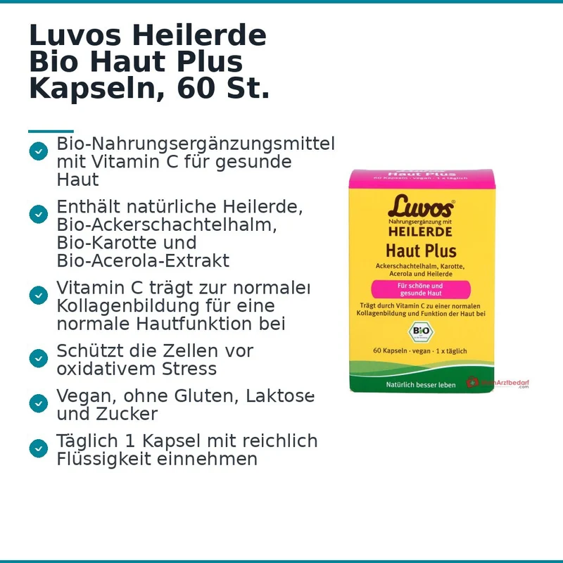 Luvos Heilerde Bio Haut Plus Vitamin C / Silizium / Piperin Kapseln, 60 St.