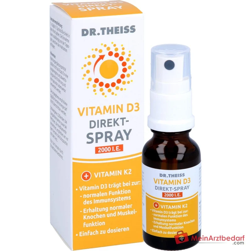 Dr. Theiss Vitamin D3 Direkt-Spray Cholecalciferol / Menachinon Mundspray, 20 ml