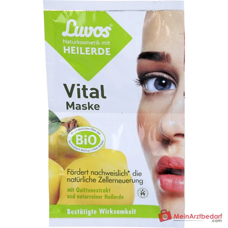Luvos Vital Maske Quittenextrakt / Heilerde / Kukuinussoel / Q10 / Orangenblueten Gesichtsmaske, 2x7,5 ml