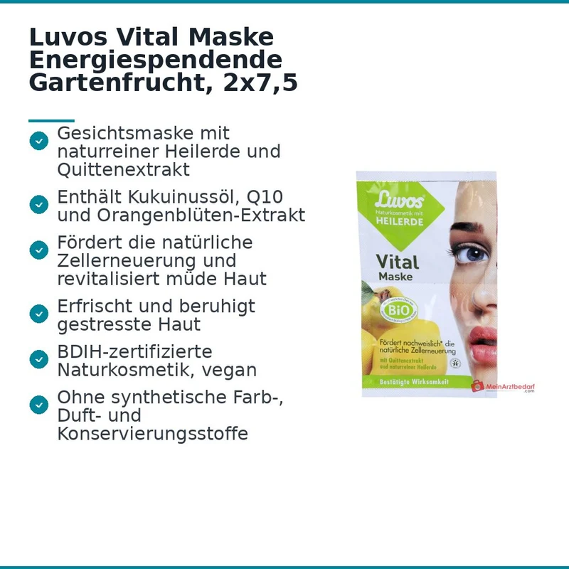Luvos Vital Maske Quittenextrakt / Heilerde / Kukuinussoel / Q10 / Orangenblueten Gesichtsmaske, 2x7,5 ml