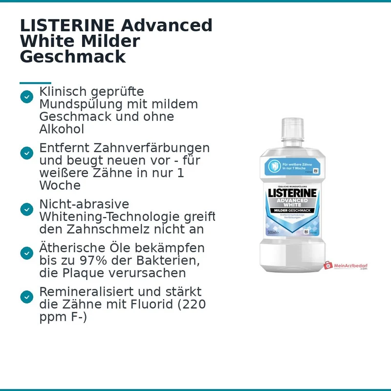 LISTERINE Advanced White Milder Geschmack Mundspülung, 500 ml