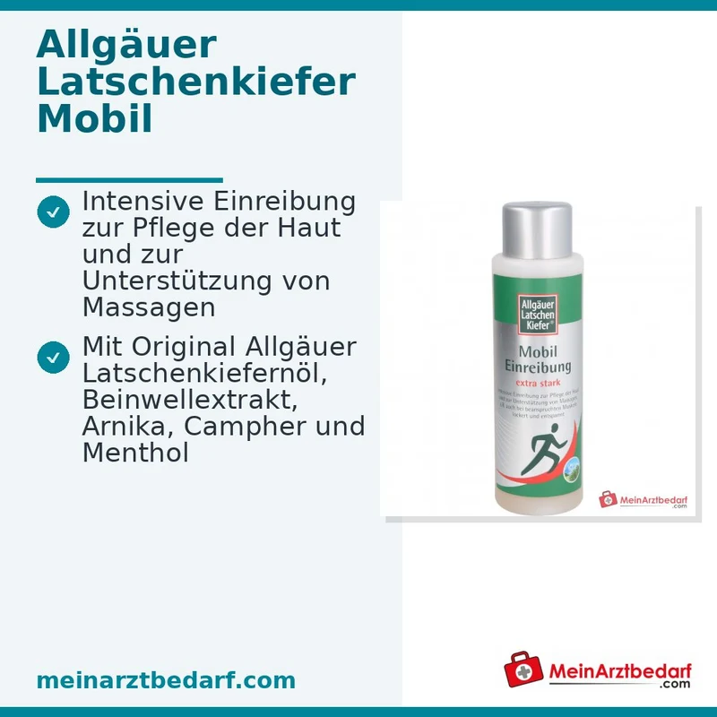 Allgäuer Latschenkiefer Mobil Latschenkiefernöl / Beinwellextrakt / Arnika / Campher / Menthol / Panthenol / Allantoin Einreibung Extra Stark, 250 ml