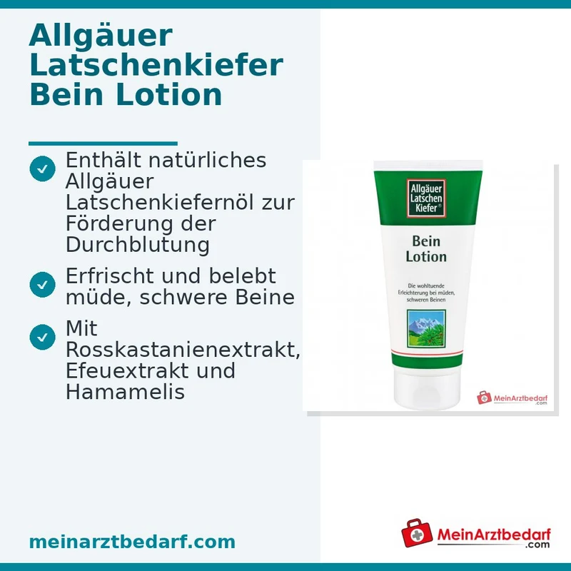Allgäuer Latschenkiefer Bein Lotion Latschenkiefernöl / Rosskastanienextrakt / Efeuextrakt / Hamamelis / Menthol Lotion, 200 ml