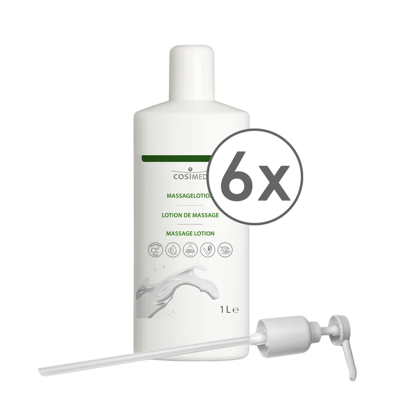 cosiMed Massagelotion 6x1l Flasche, leichter Limonenduft + 1 Spender