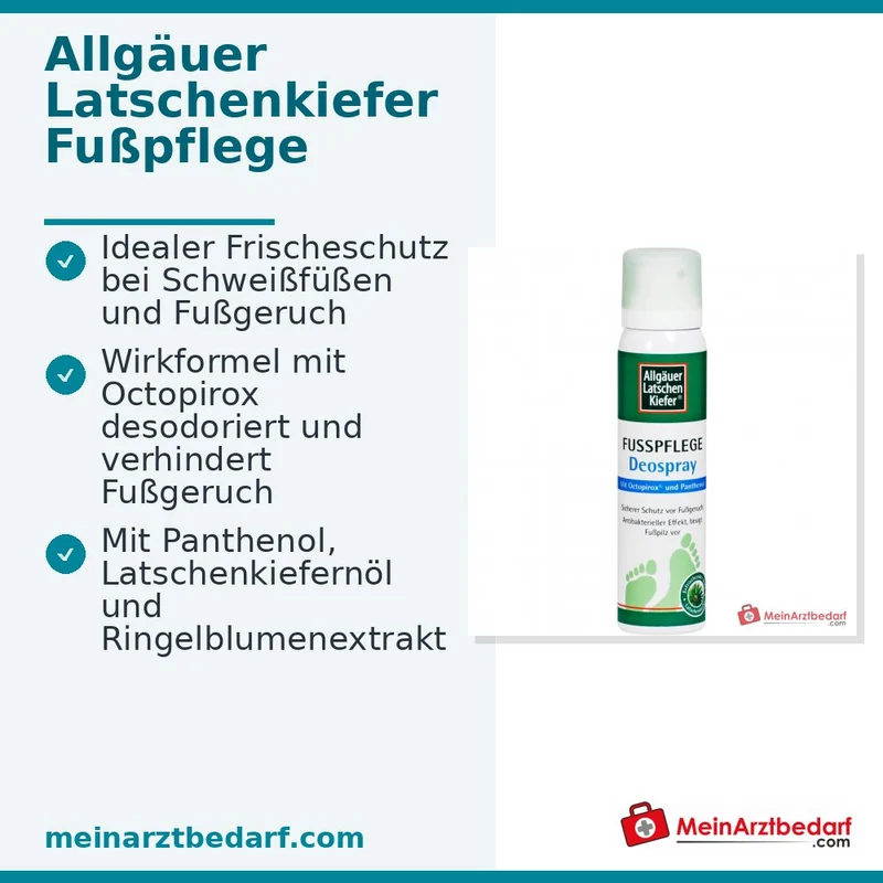 Allgäuer Latschenkiefer Fußpflege Deospray mit Octopirox / Panthenol / Latschenkiefernöl Spray, 100 ml