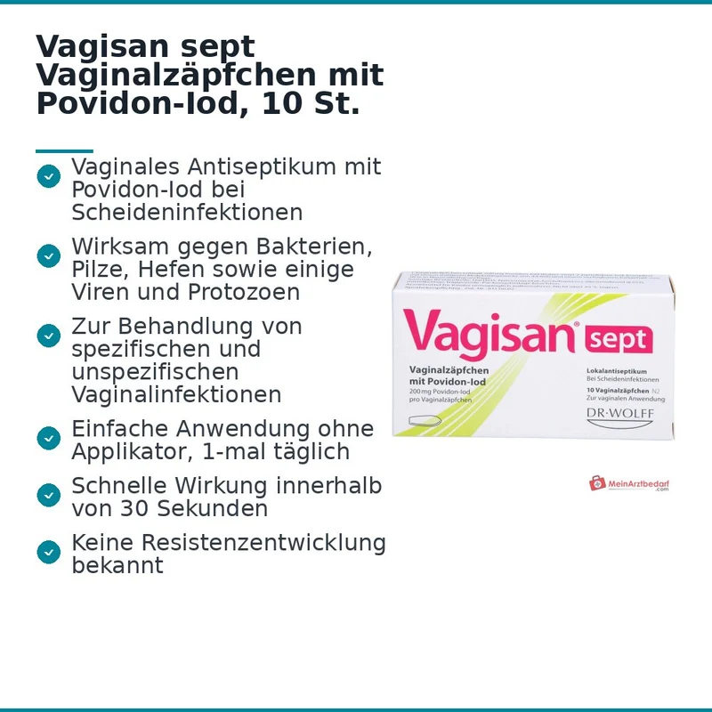 Vagisan sept Vaginalzäpfchen mit Povidon-Iod, 10 St.