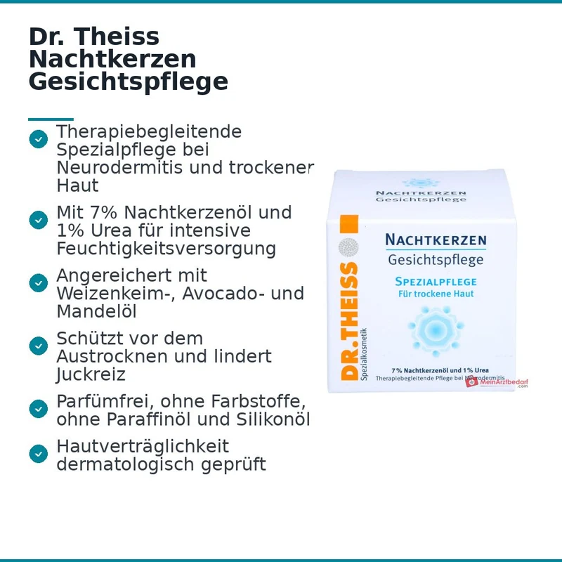 Dr. Theiss Nachtkerzen Gesichtspflege Nachtkerzenöl / Weizenkeimöl / Avocadoöl / Mandelöl / Urea Creme, 50 ml