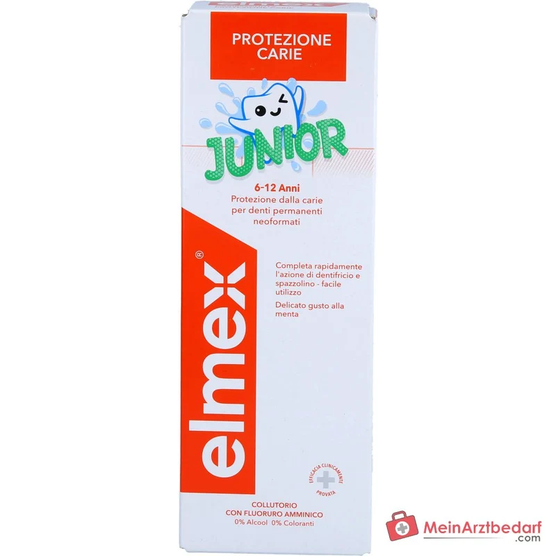 elmex Junior Zahnspülung Aminfluorid / Natriumfluorid Mundspülung, 400 ml