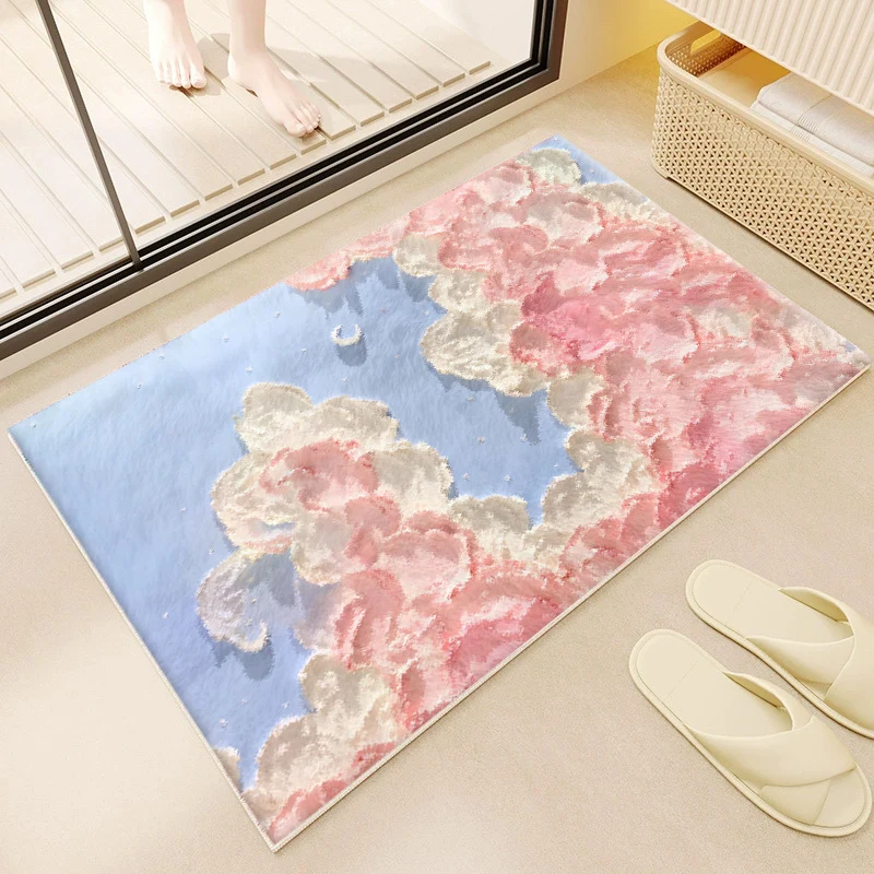 Blumenwolkenmuster-Badmatte für das Badezimmer