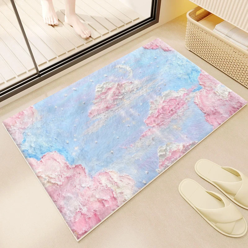 Blumenwolkenmuster-Badmatte für das Badezimmer