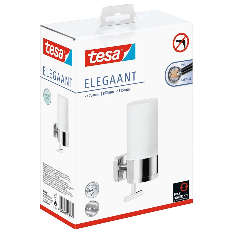 tesa ELEGAANT Design-Seifenspender (230ml), inkl. Klebelösung | 1 Stück